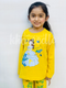 Yellow Barbie Girl Printed Full Sleeves T-shirt with Flower Printed Pajama Kids Suits (TNW-619)