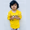 Yellow Lion Printed Full Sleeves T-shirt with Off White Lion Printed Pajama Kids Suits (TNW-620)