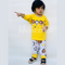 Yellow Lion Printed Full Sleeves T-shirt with Off White Lion Printed Pajama Kids Suits (TNW-620)