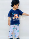 Navy Blue Mini Car with White pajama Printed Kids Night Suit (TNW-616)