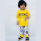 Yellow Lion Printed Full Sleeves T-shirt with Off White Lion Printed Pajama Kids Suits (TNW-620)