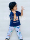 Navy Blue Mini Car with White pajama Printed Kids Night Suit (TNW-616)
