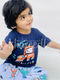 Navy Blue Mini Car with White pajama Printed Kids Night Suit (TNW-616)