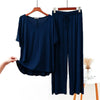 Navy Blue V Neck Half Sleeves Shirt With Lose Style Lounge Wear (KO-NS-394)