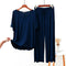 Navy Blue V Neck Half Sleeves Shirt With Lose Style Lounge Wear (KO-NS-394)