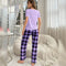 Lilac Love Heart Print Half Sleeves Shirt With Check Printed Trouser (KO-NS-495)