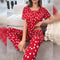 Red All Over Hearts Half Sleeves Printed Night Suit (KO-NS-496)