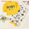 Yellow Lion Printed Full Sleeves T-shirt with Off White Lion Printed Pajama Kids Suits (TNW-620)