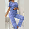 Sky Blue Love Heart Print Half Sleeves Shirt With Printed Trouser (KO-NS-458)