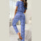 Sky Blue Love Heart Print Half Sleeves Shirt With Printed Trouser (KO-NS-458)