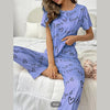 Sky Blue Love Heart Print Half Sleeves Shirt With Printed Trouser (KO-NS-458)