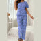 Sky Blue Love Heart Print Half Sleeves Shirt With Printed Trouser (KO-NS-458)