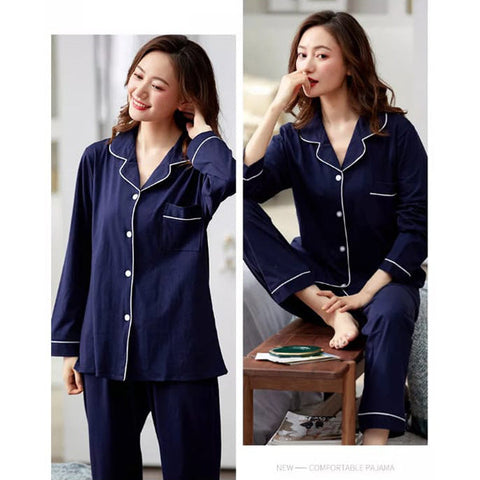 SILK NIGHT SUIT – NAVY BLUE (TNW-0290)